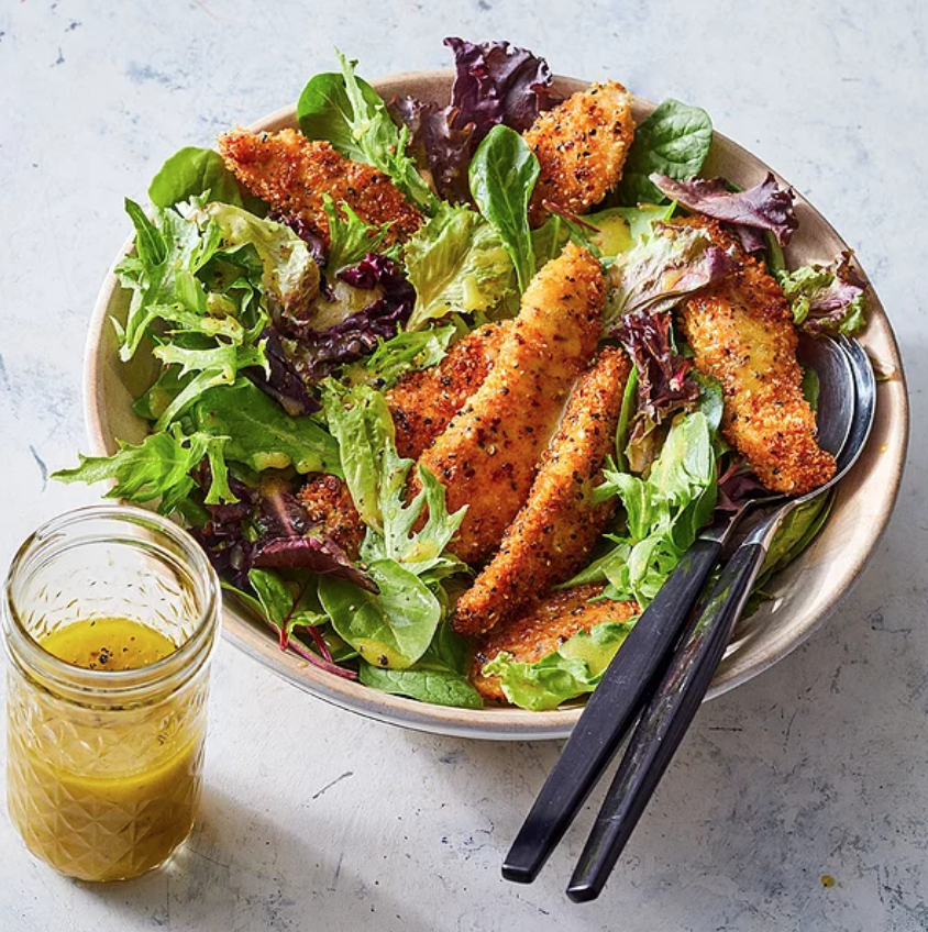 You are currently viewing Heart-Healthy Homemade Chicken Tenders with Everything Bagel Seasoning over Salad